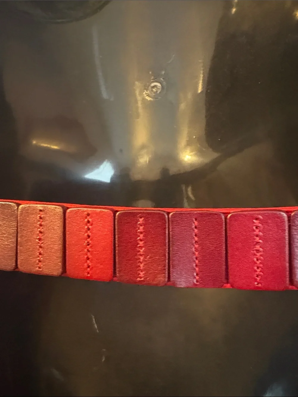 Unbranded Leather Dark Red Elastic Panel Hook In Loop Buckle Statement Belt